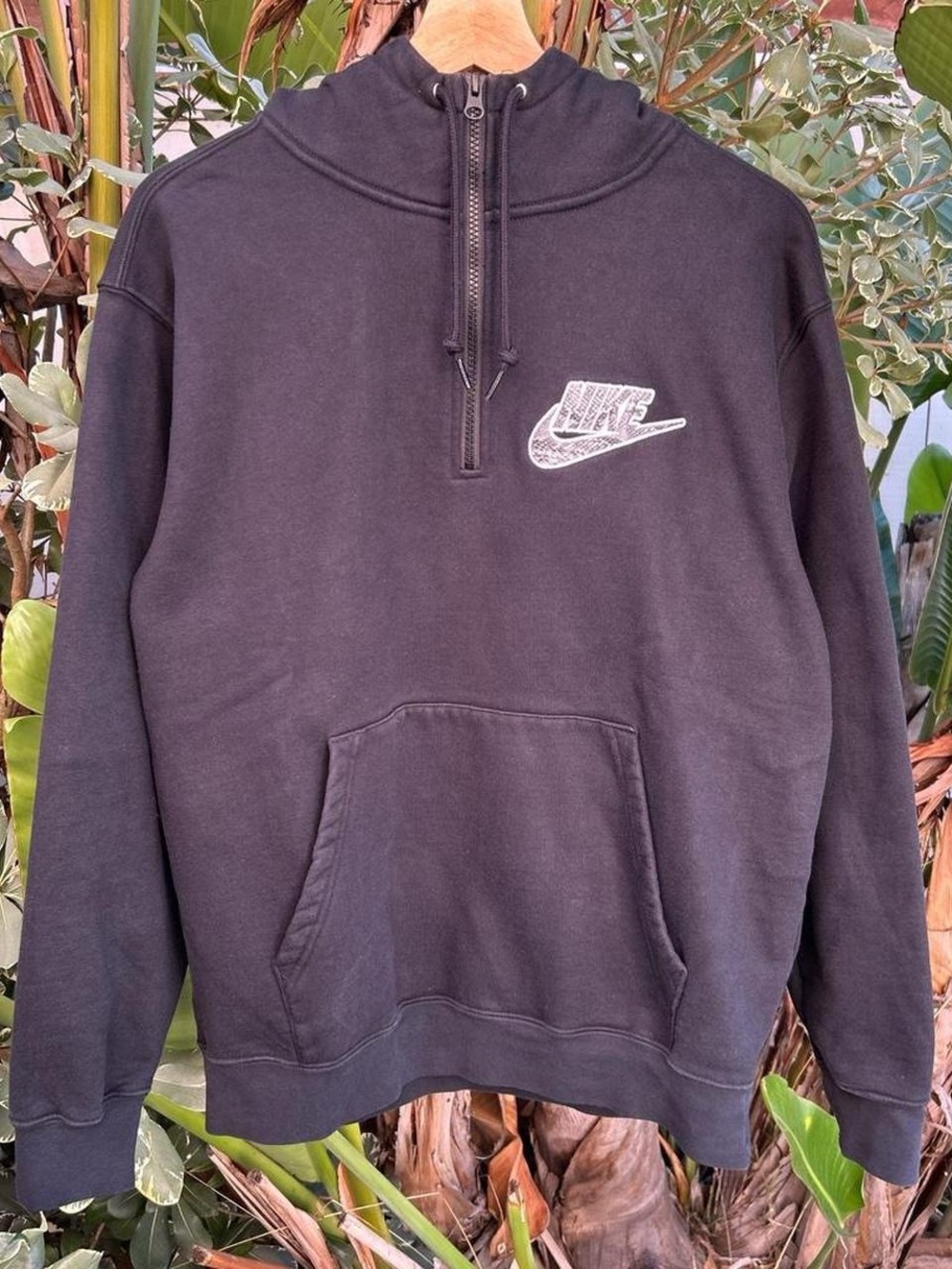 2021 Supreme Nike Half Zip Hoodie Black Snakeskin Swoosh Mens M